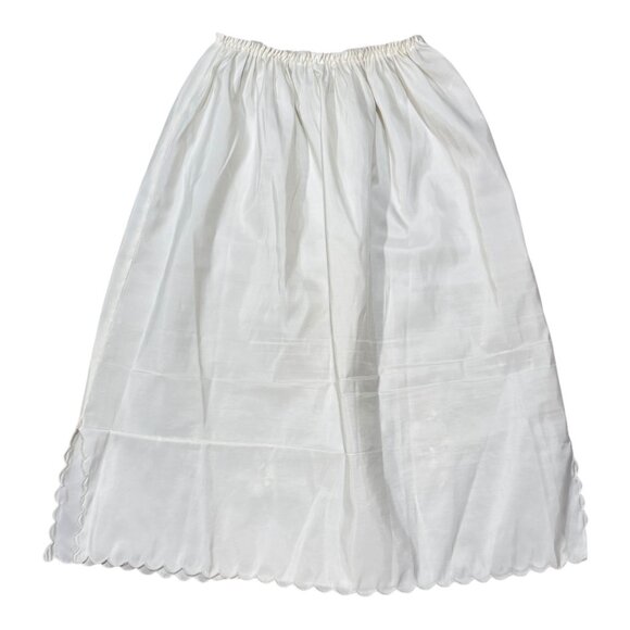 Vintage Empress Medium White Half Slip Skirt Nylon & Polyester Floral Embroidery - Picture 3 of 6